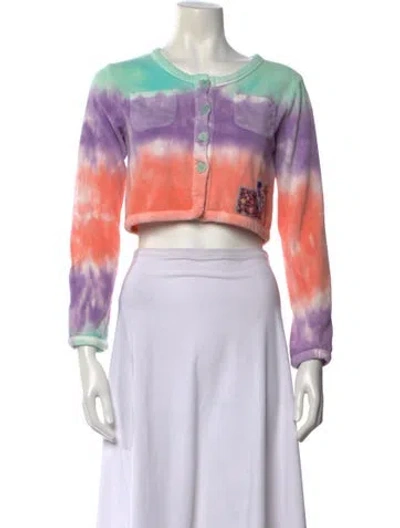 Pre-owned Loveshackfancy Tie-dye Print Crew Neck Sweater In Green