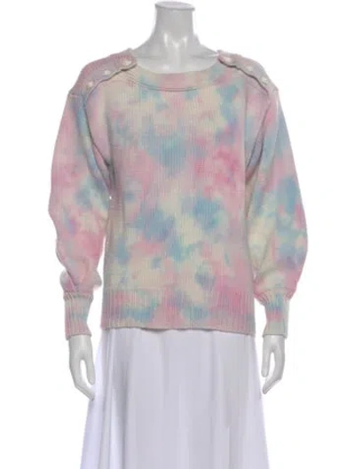 Pre-owned Loveshackfancy Tie-dye Print Crew Neck Sweater In Pink