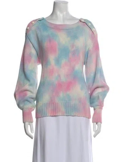 Pre-owned Loveshackfancy Tie-dye Print Crew Neck Sweater In Pink