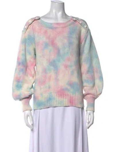 Pre-owned Loveshackfancy Tie-dye Print Crew Neck Sweater In Pink
