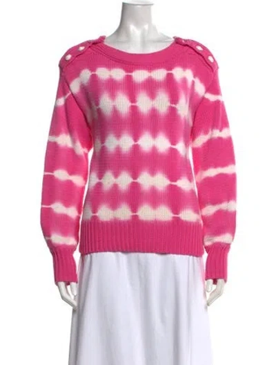 Pre-owned Loveshackfancy Tie-dye Print Crew Neck Sweater In Pink