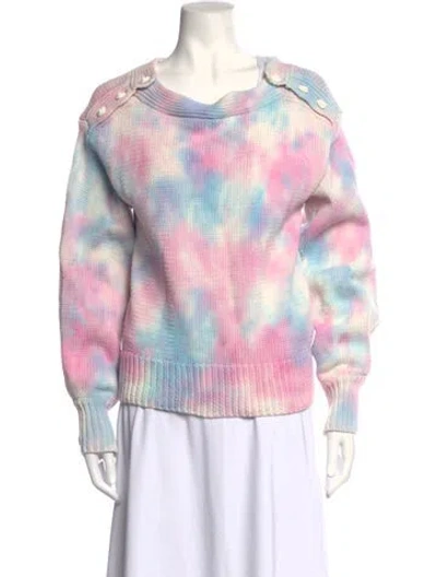 Pre-owned Loveshackfancy Tie-dye Print Crew Neck Sweater In Pink