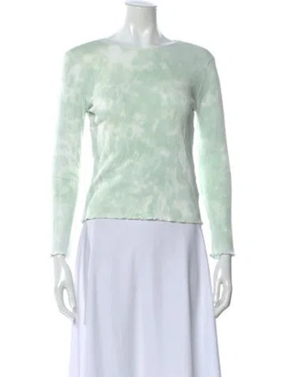 Pre-owned Loveshackfancy Tie-dye Print Crew Neck Top In Green