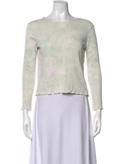 Pre-owned Loveshackfancy Tie-dye Print Crew Neck Top In Green/white