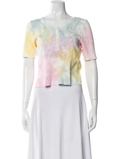 Pre-owned Loveshackfancy Tie-dye Print Crew Neck Top W/ Tags In White