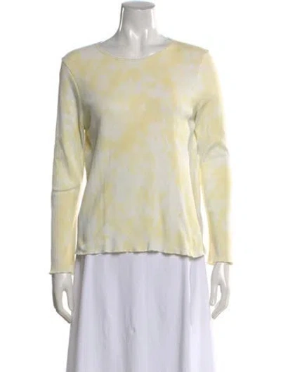 Pre-owned Loveshackfancy Tie-dye Print Crew Neck Top In Yellow