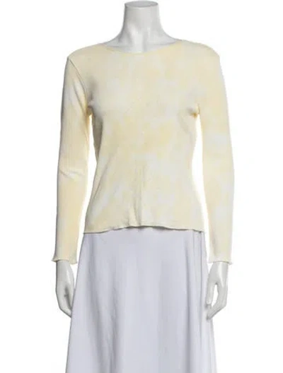 Pre-owned Loveshackfancy Tie-dye Print Crew Neck Top In Yellow
