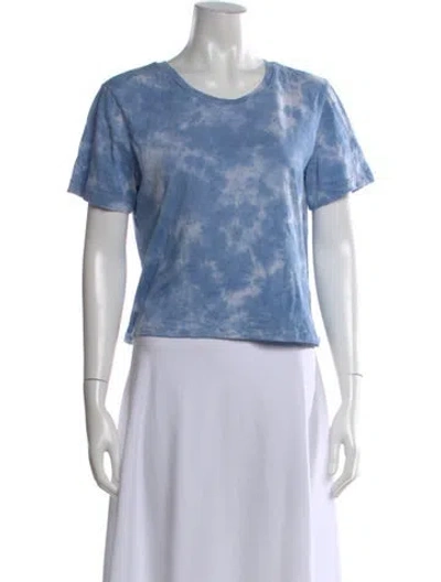 Pre-owned Loveshackfancy Tie-dye Print Crew Neck T-shirt In Blue