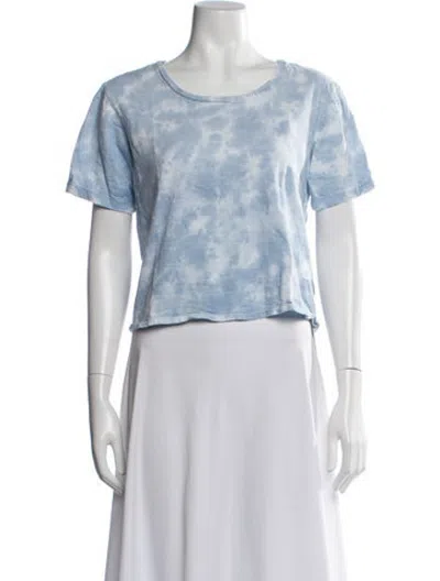 Pre-owned Loveshackfancy Tie-dye Print Crew Neck T-shirt In Blue