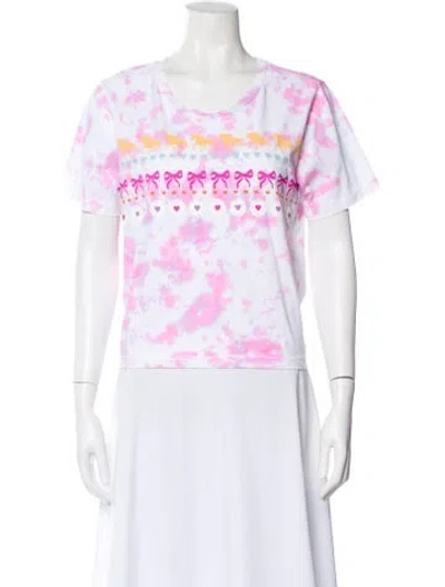 Pre-owned Loveshackfancy Tie-dye Print Crew Neck T-shirt In White