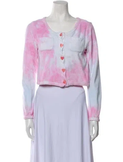 Pre-owned Loveshackfancy Tie-dye Print Denim Jacket In Pink