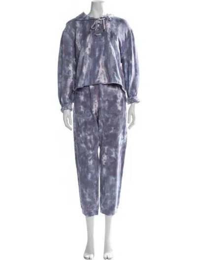 Pre-owned Loveshackfancy Tie-dye Print Distressed Accents Pant Set W/ Tags In Purple