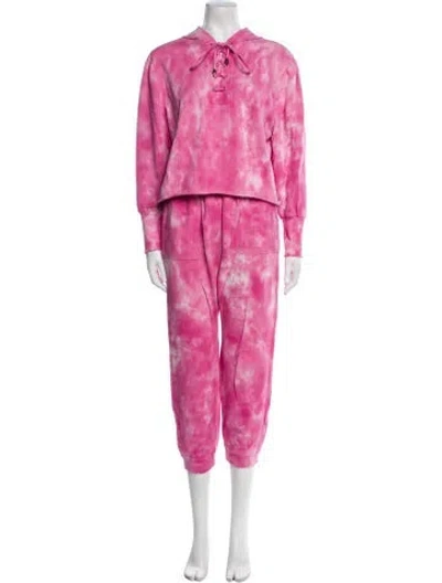 Pre-owned Loveshackfancy Tie-dye Print Distressed Accents Set In Pink