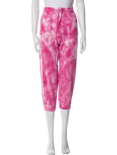 Pre-owned Loveshackfancy Tie-dye Print Distressed Accents Sweatpants In Pink