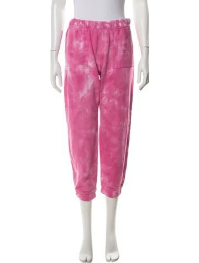 Pre-owned Loveshackfancy Tie-dye Print Distressed Accents Sweatpants In Pink