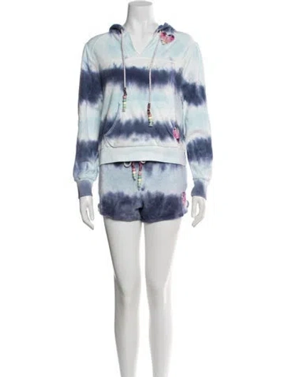 Pre-owned Loveshackfancy Tie-dye Print Glitter Accents Pant Set In Blue