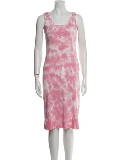Pre-owned Loveshackfancy Tie-dye Print Knee-length Dress In Pink