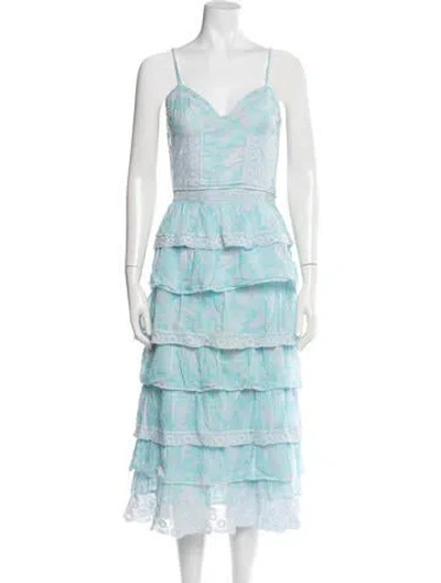 Pre-owned Loveshackfancy Tie-dye Print Lace Trim Embellishment Skirt Set In Blue