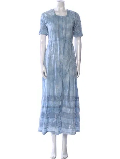 Pre-owned Loveshackfancy Tie-dye Print Long Dress In Blue