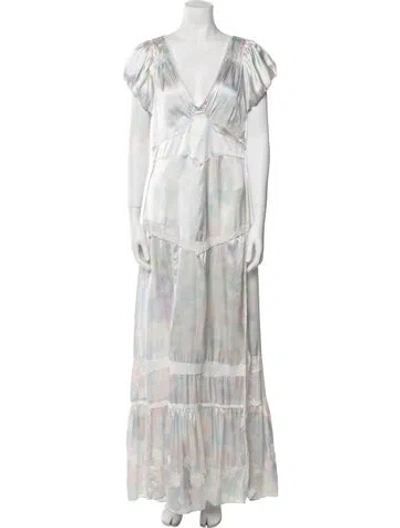 Pre-owned Loveshackfancy Tie-dye Print Long Dress In Blue