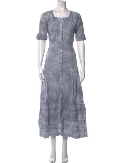 Pre-owned Loveshackfancy Tie-dye Print Long Dress In Blue