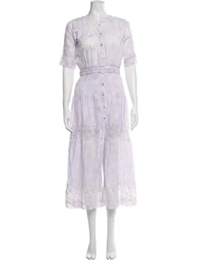 Pre-owned Loveshackfancy Tie-dye Print Long Dress In Blue