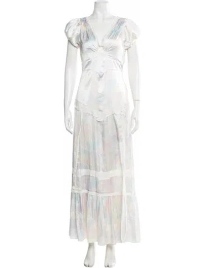 Pre-owned Loveshackfancy Tie-dye Print Long Dress In Blue