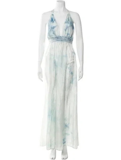 Pre-owned Loveshackfancy Tie-dye Print Long Dress In Green
