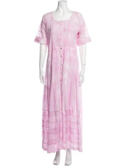 Pre-owned Loveshackfancy Tie-dye Print Long Dress In Pink