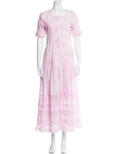 Pre-owned Loveshackfancy Tie-dye Print Long Dress In Pink