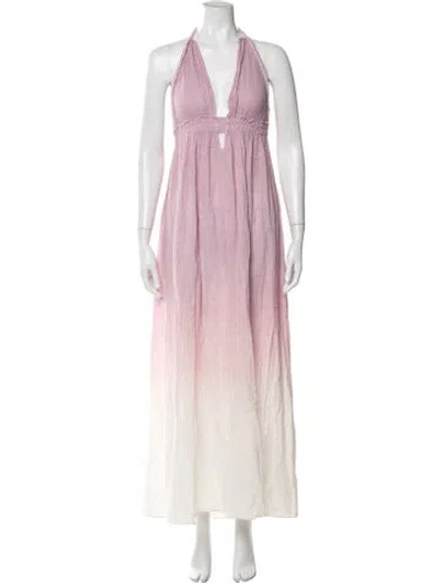 Pre-owned Loveshackfancy Tie-dye Print Long Dress In Pink