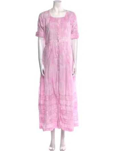 Pre-owned Loveshackfancy Tie-dye Print Long Dress In Purple