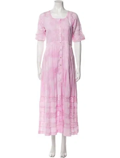 Pre-owned Loveshackfancy Tie-dye Print Long Dress In Purple
