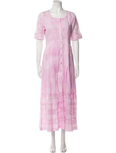 Pre-owned Loveshackfancy Tie-dye Print Long Dress In Purple