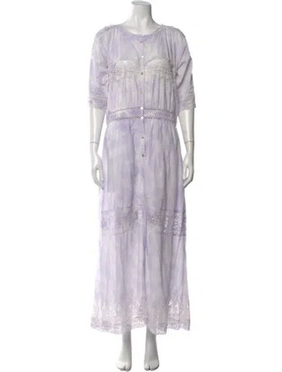 Pre-owned Loveshackfancy Tie-dye Print Long Dress In Purple