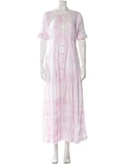 Pre-owned Loveshackfancy Tie-dye Print Long Dress In Purple