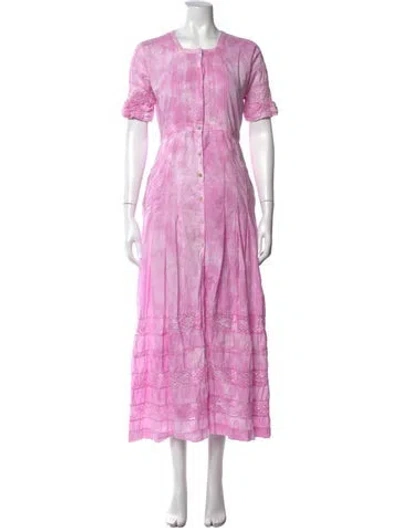 Pre-owned Loveshackfancy Tie-dye Print Long Dress In Purple