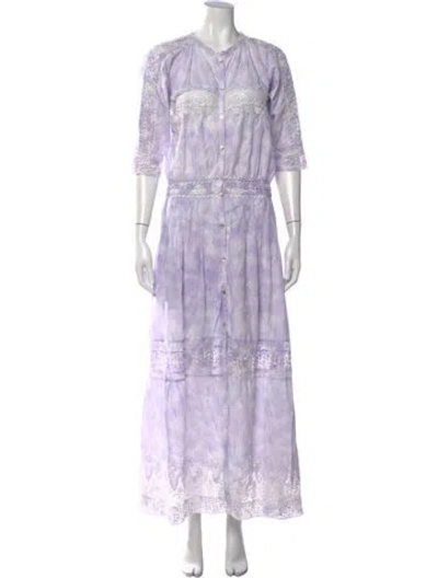 Pre-owned Loveshackfancy Tie-dye Print Long Dress In Purple