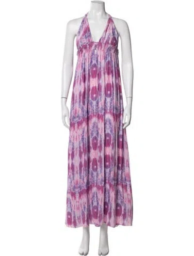Pre-owned Loveshackfancy Tie-dye Print Long Dress In Purple
