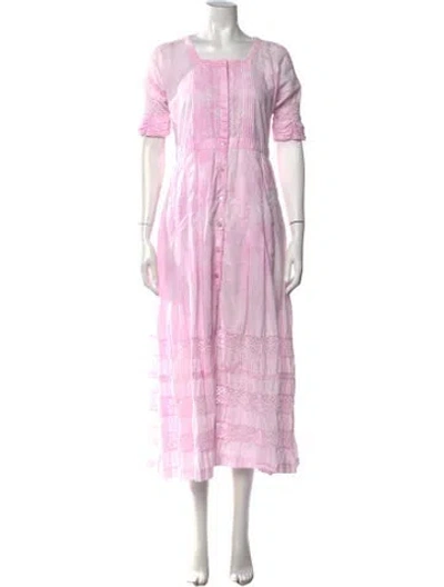Pre-owned Loveshackfancy Tie-dye Print Long Dress In Purple