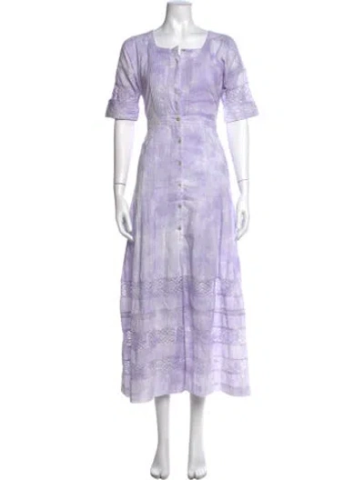 Pre-owned Loveshackfancy Tie-dye Print Long Dress In Purple