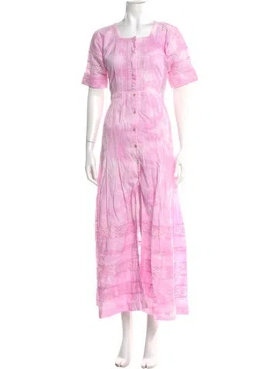 Pre-owned Loveshackfancy Tie-dye Print Long Dress W/ Tags In Pink