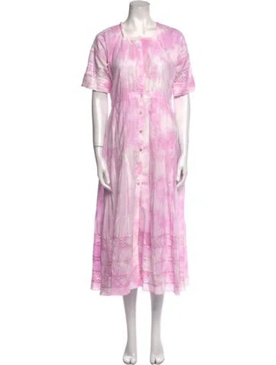 Pre-owned Loveshackfancy Tie-dye Print Long Dress W/ Tags In Pink