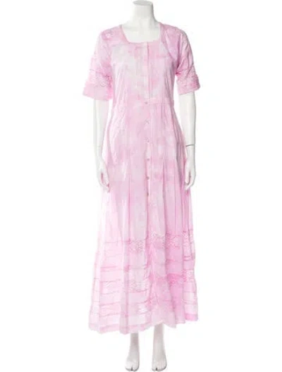Pre-owned Loveshackfancy Tie-dye Print Long Dress W/ Tags In Pink