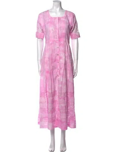 Pre-owned Loveshackfancy Tie-dye Print Long Dress W/ Tags In Pink