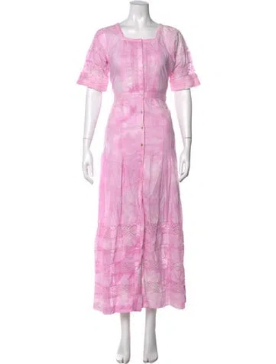 Pre-owned Loveshackfancy Tie-dye Print Long Dress W/ Tags In Pink
