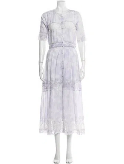 Pre-owned Loveshackfancy Tie-dye Print Long Dress In White