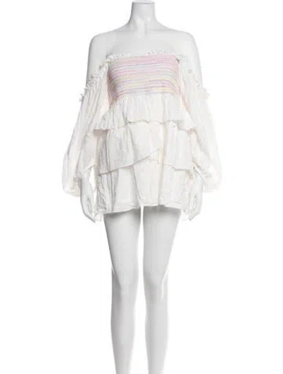 Pre-owned Loveshackfancy Tie-dye Print Long Dress In White