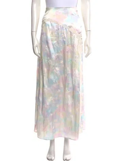 Pre-owned Loveshackfancy Tie-dye Print Long Skirt In Blue