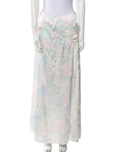 Pre-owned Loveshackfancy Tie-dye Print Long Skirt In White